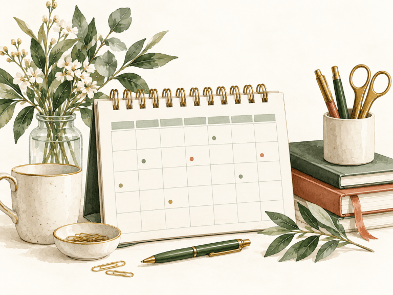 Watercolor planner and campaign workspace