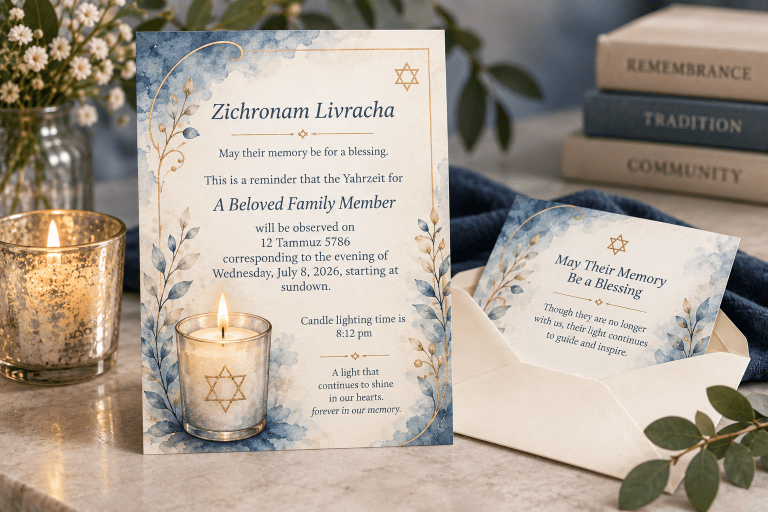 Yahrzeit reminder personalized communications portfolio mockup